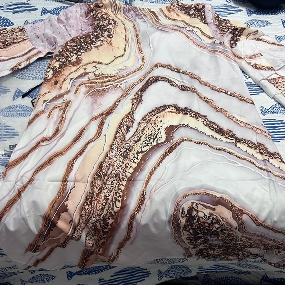 DEUYO Beach Nights Gold Marble Print Mini Dress - Picture 2 of 3